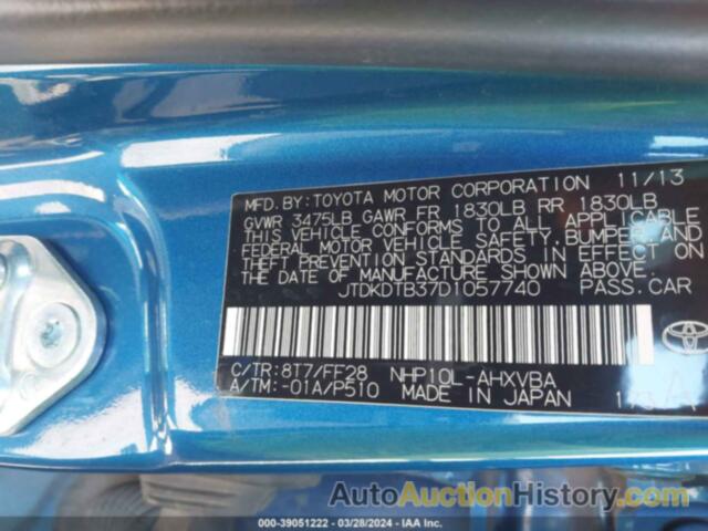 TOYOTA PRIUS C TWO, JTDKDTB37D1057740