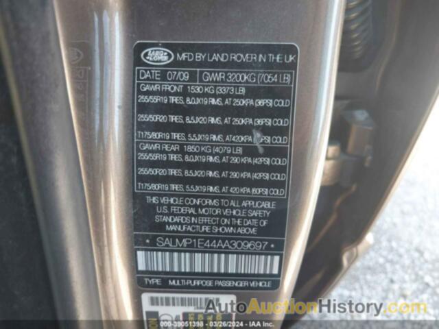 LAND ROVER RANGE ROVER SUPERCHARGED, SALMP1E44AA309697