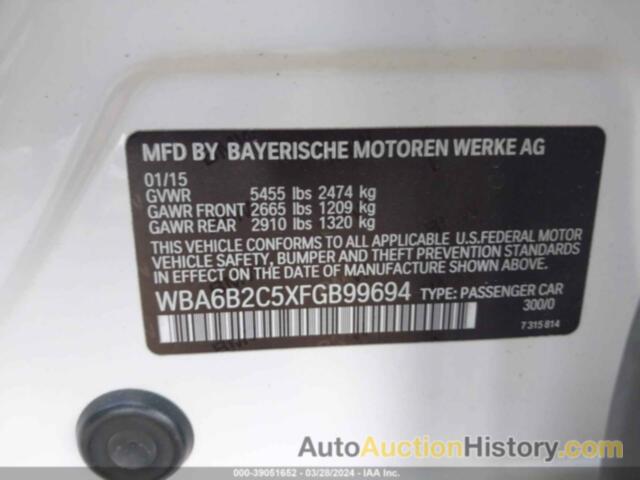 BMW 650I GRAN COUPE, WBA6B2C5XFGB99694