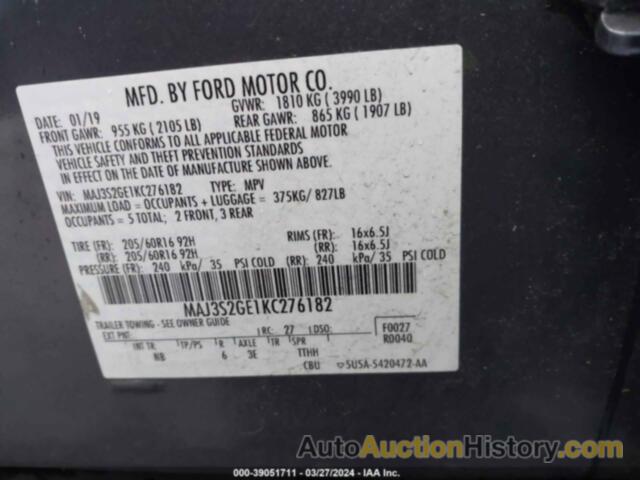 FORD ECOSPORT SE, MAJ3S2GE1KC276182