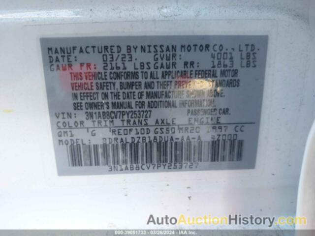 NISSAN SENTRA SV XTRONIC CVT, 3N1AB8CV7PY253727