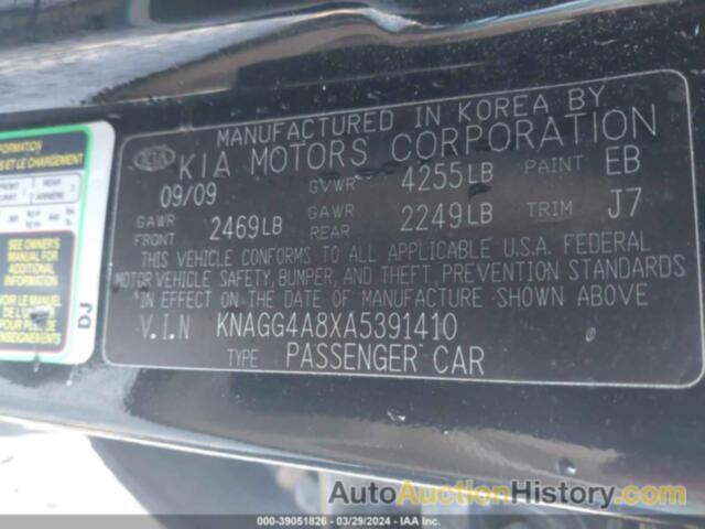 KIA OPTIMA LX, KNAGG4A8XA5391410