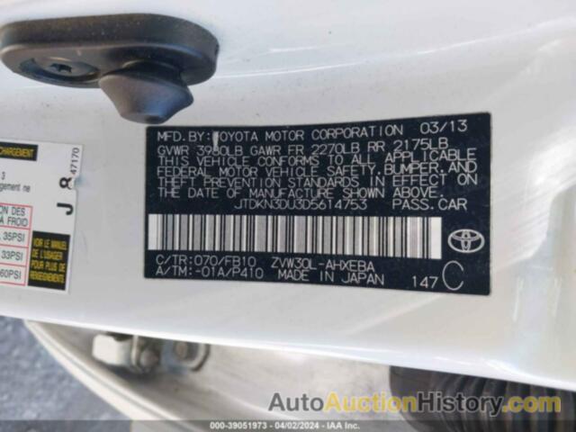 TOYOTA PRIUS TWO, JTDKN3DU3D5614753