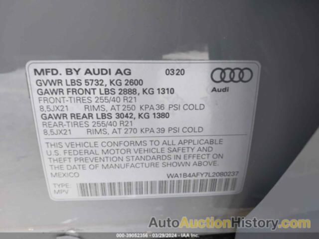 AUDI SQ5 PREMIUM PLUS TFSI QUATTRO TIPTRONIC, WA1B4AFY7L2080237