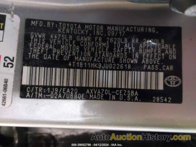 TOYOTA CAMRY SE, 4T1B11HK9JU022618