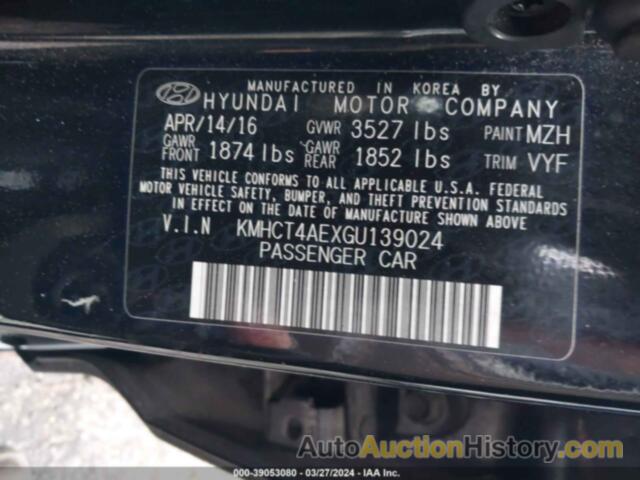 HYUNDAI ACCENT SE, KMHCT4AEXGU139024