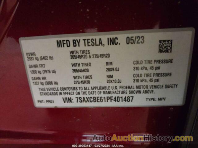 TESLA MODEL X PLAID TRI MOTOR ALL-WHEEL DRIVE, 7SAXCBE61PF401487