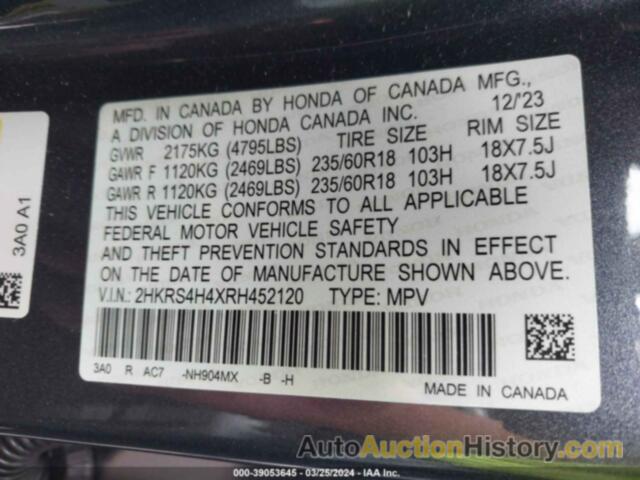 HONDA CR-V EX AWD, 2HKRS4H4XRH452120