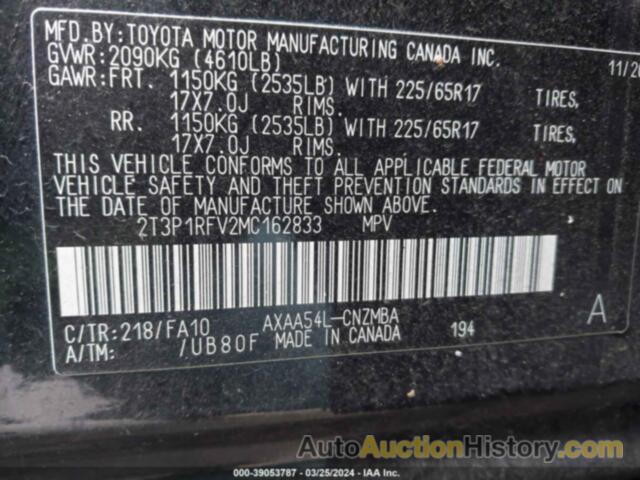 TOYOTA RAV4 XLE, 2T3P1RFV2MC162833