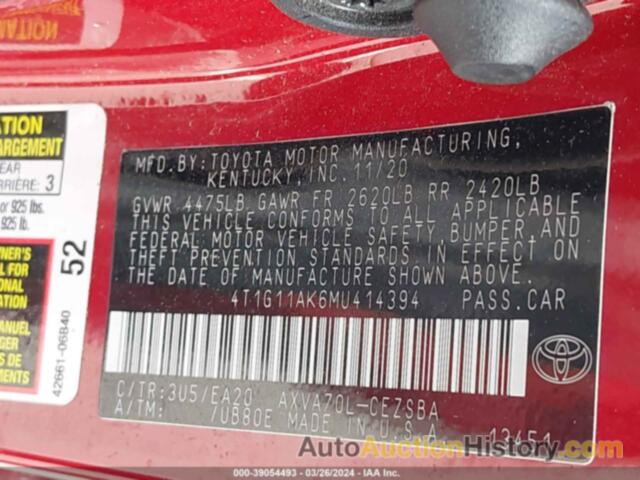 TOYOTA CAMRY SE, 4T1G11AK6MU414394