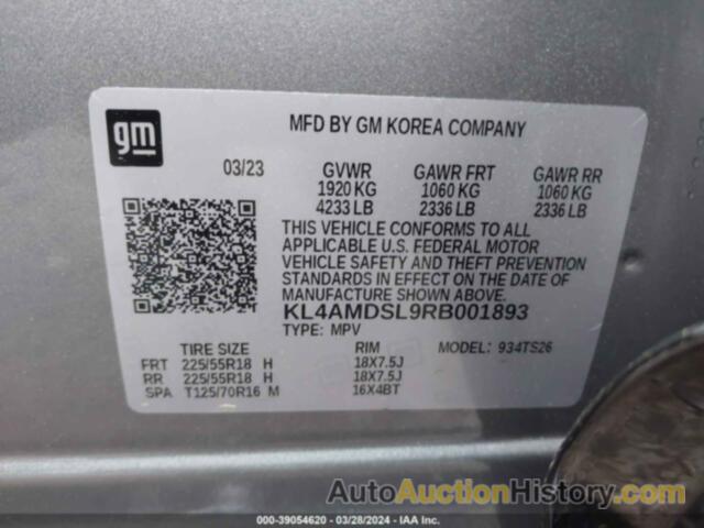 BUICK ENCORE GX SPORT TOURING FWD, KL4AMDSL9RB001893