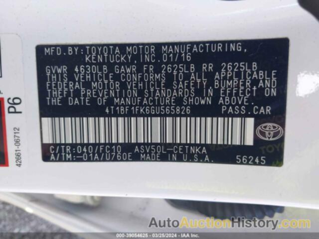 TOYOTA CAMRY LE, 4T1BF1FK6GU565826