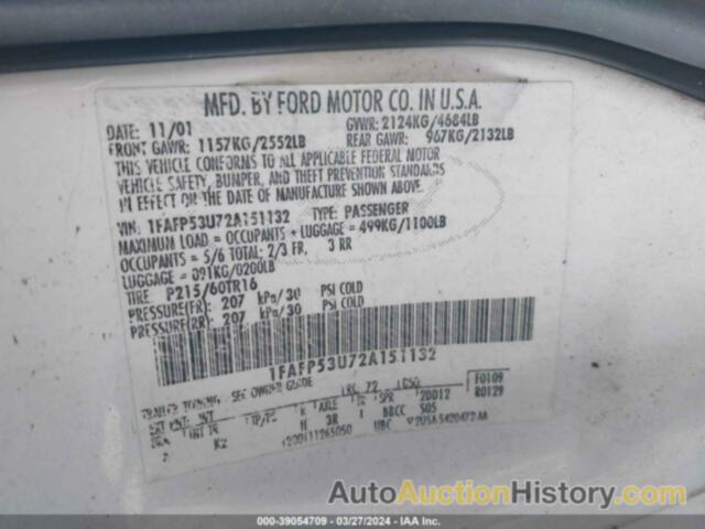 FORD TAURUS SE, 1FAFP53U72A151132