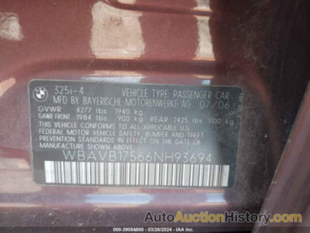 BMW 325I, WBAVB17566NH93694