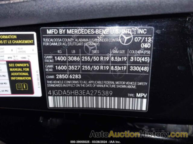 MERCEDES-BENZ ML 350 4MATIC, 4JGDA5HB3EA275389