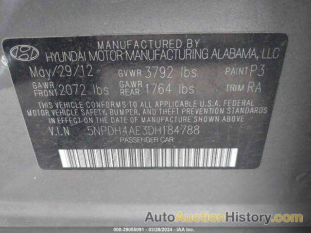 HYUNDAI ELANTRA GLS, 5NPDH4AE3DH184788