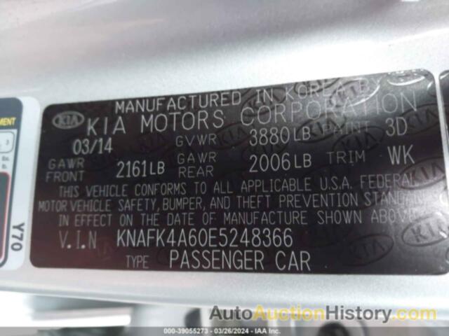 KIA FORTE LX, KNAFK4A60E5248366