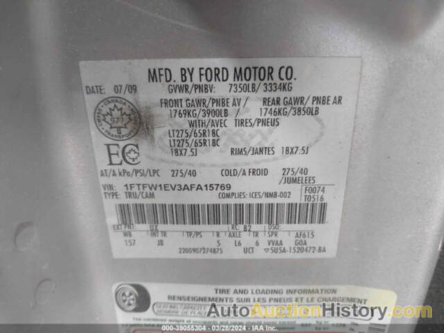 FORD F-150 FX4/HARLEY-DAVIDSON/KING RANCH/LARIAT/PLATINUM/XL/XLT, 1FTFW1EV3AFA15769