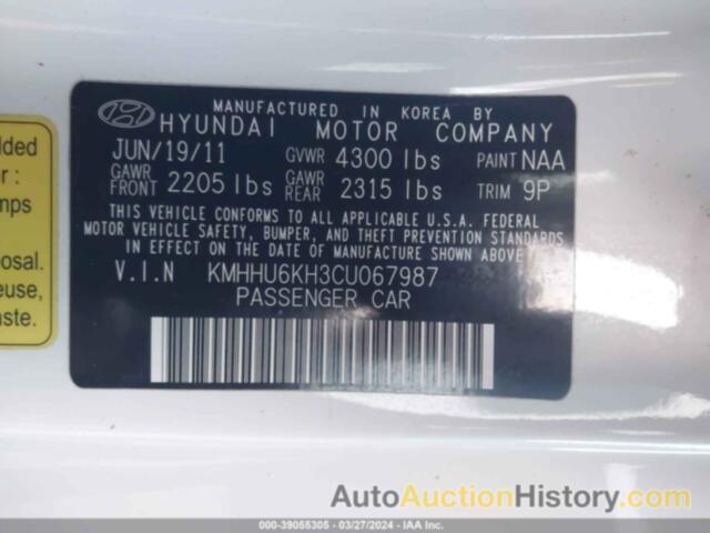 HYUNDAI GENESIS 3.8 TRACK, KMHHU6KH3CU067987