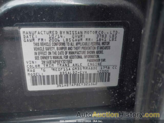 NISSAN SENTRA SV, 3N1AB7AP8EY321562