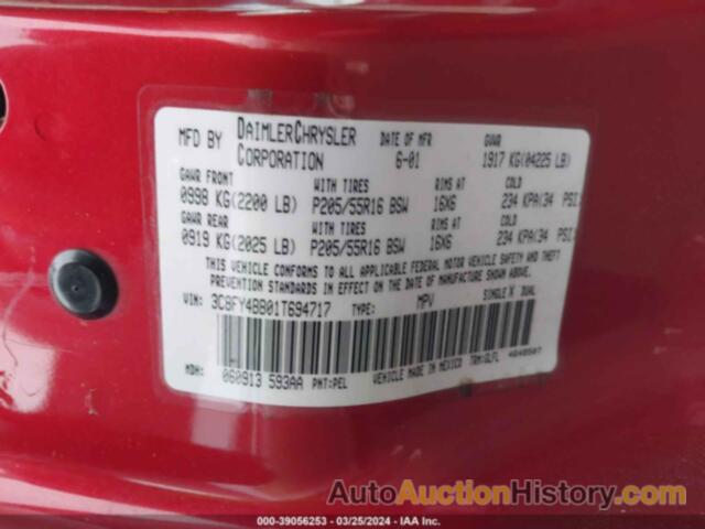 CHRYSLER PT CRUISER, 3C8FY4BB01T694717