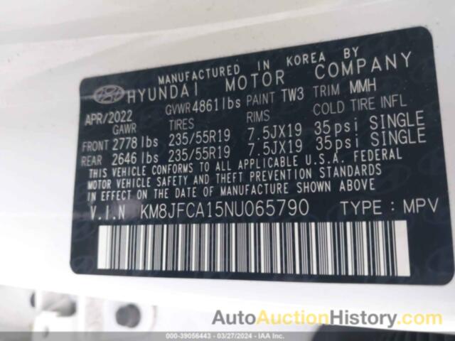 HYUNDAI TUCSON HYBRID SEL CONVENIENCE, KM8JFCA15NU065790