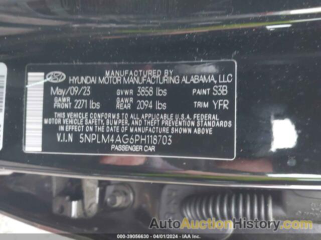 HYUNDAI ELANTRA SEL, 5NPLM4AG6PH118703