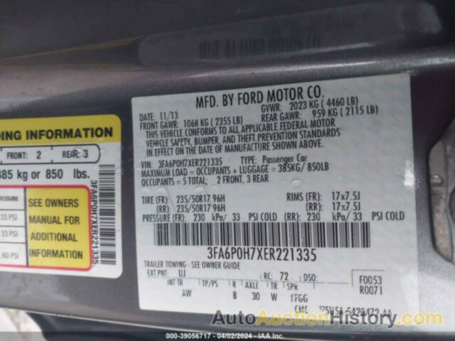 FORD FUSION SE, 3FA6P0H7XER221335