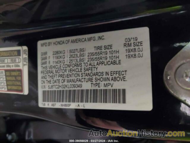 ACURA RDX STANDARD, 5J8TC2H32KL039349