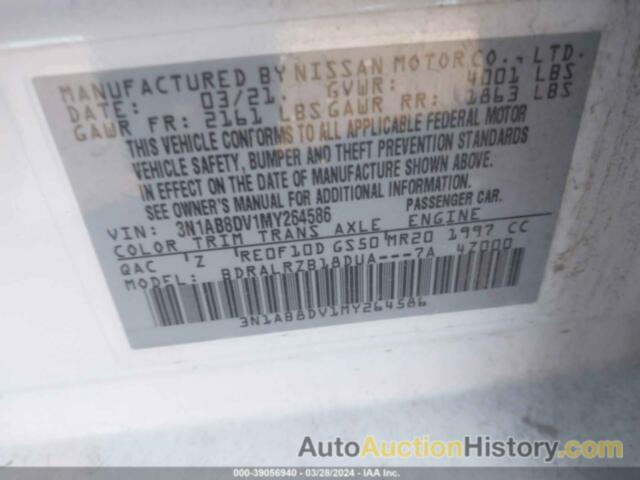 NISSAN SENTRA SR XTRONIC CVT, 3N1AB8DV1MY264586