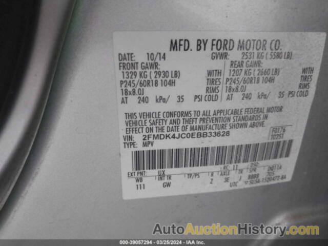 FORD EDGE SEL, 2FMDK4JC0EBB33628