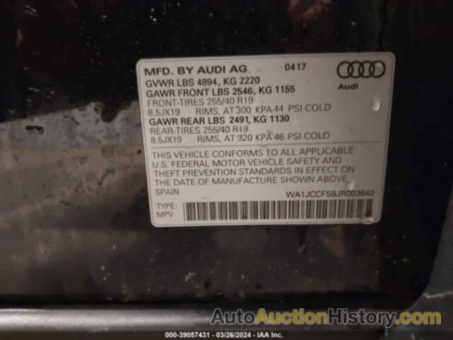 AUDI Q3 2.0T PREMIUM/2.0T SPORT PREMIUM, WA1JCCFS9JR003640