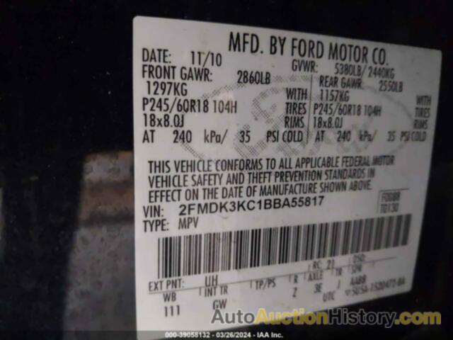 FORD EDGE LIMITED, 2FMDK3KC1BBA55817