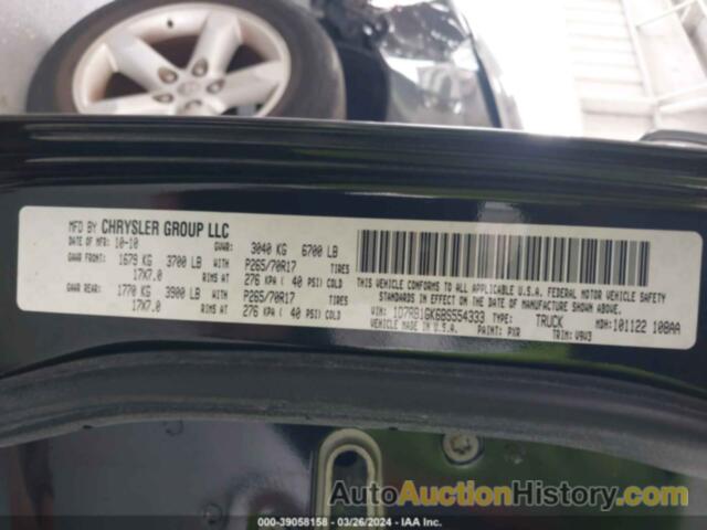 DODGE RAM 1500, 1D7RB1GK6BS554333