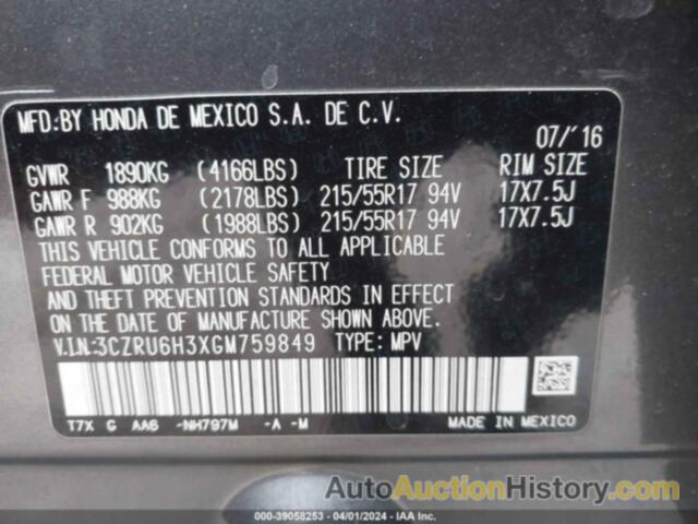 HONDA HR-V LX, 3CZRU6H3XGM759849