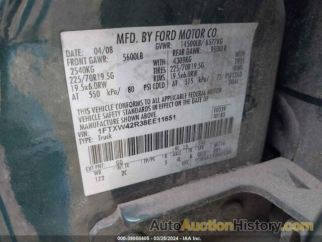 FORD F-450 XLT, 1FTXW42R38EE11651