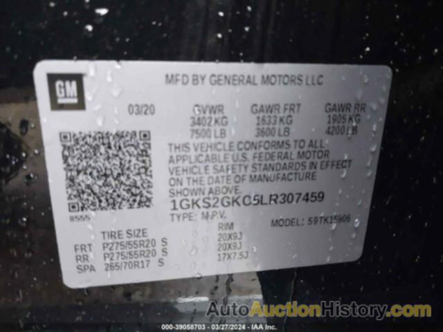 GMC YUKON XL K1500 SLT, 1GKS2GKC5LR307459