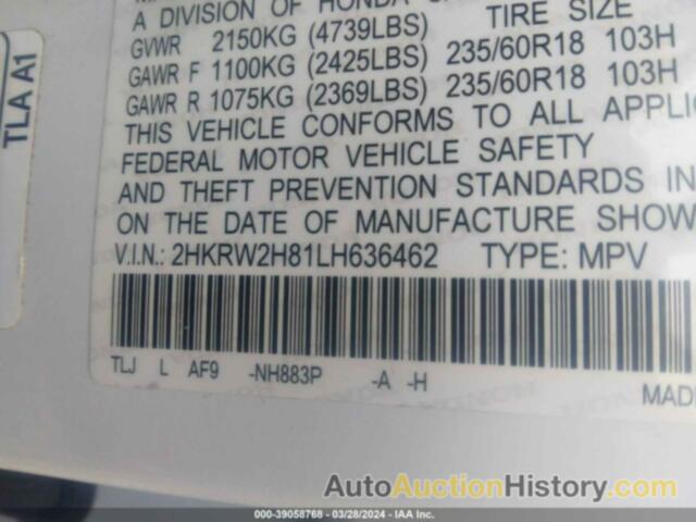 HONDA CR-V AWD EX-L, 2HKRW2H81LH636462