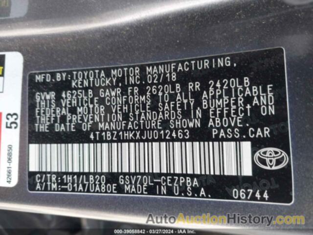 TOYOTA CAMRY XSE/XLE, 4T1BZ1HKXJU012463