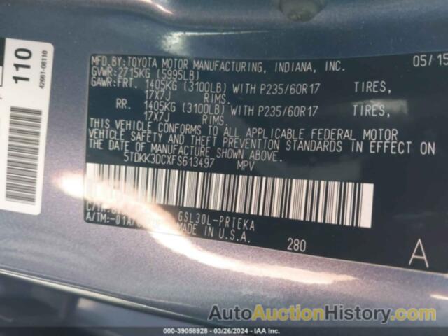 TOYOTA SIENNA LE 8 PASSENGER, 5TDKK3DCXFS613497