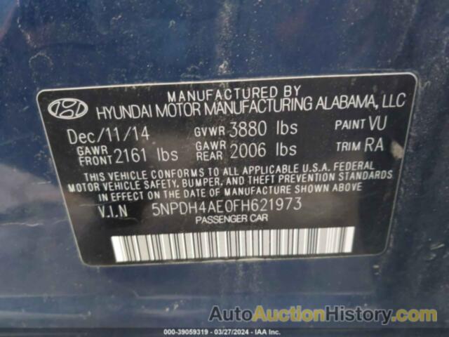 HYUNDAI ELANTRA SE, 5NPDH4AE0FH621973