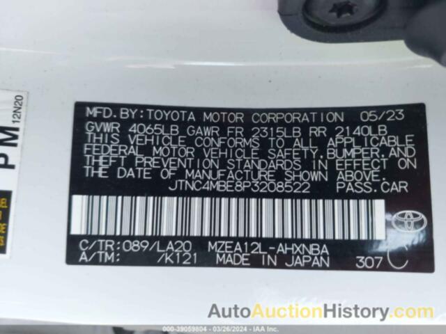 TOYOTA COROLLA XSE, JTNC4MBE8P3208522