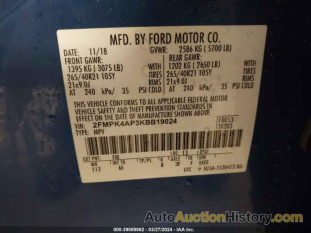 FORD EDGE ST, 2FMPK4AP3KBB19024