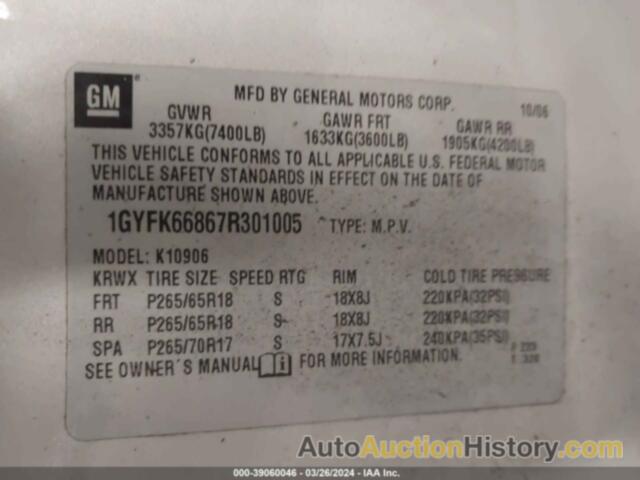 CADILLAC ESCALADE ESV STANDARD, 1GYFK66867R301005