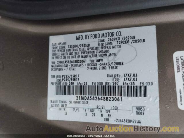 FORD FREESTAR LIMITED, 2FMDA58264BB23061