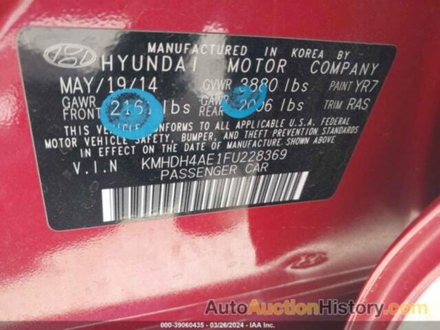 HYUNDAI ELANTRA LIMITED, KMHDH4AE1FU228369