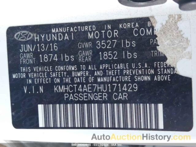 HYUNDAI ACCENT SE, KMHCT4AE7HU171429