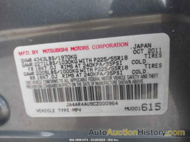 MITSUBISHI OUTLANDER SPORT SE, JA4AR4AU9CZ000964