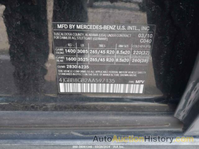 MERCEDES-BENZ ML 350 4MATIC, 4JGBB8GB2AA597135