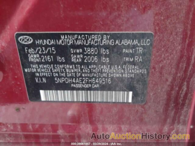 HYUNDAI ELANTRA SE, 5NPDH4AE2FH649516